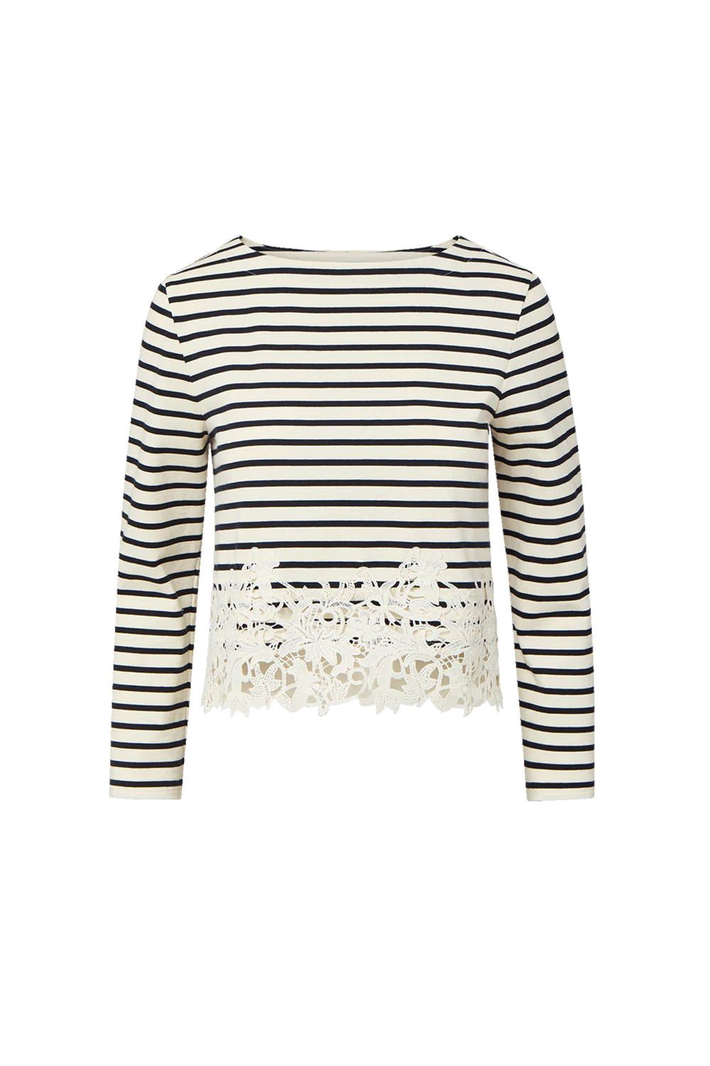 Hovey Striped Lace T-Shirt in Dove Navy Stripe