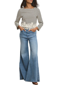 Hovey Striped Lace T-Shirt in Dove Navy Stripe