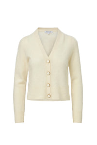 Solene Brushed Cashmere Cardigan in Ivory