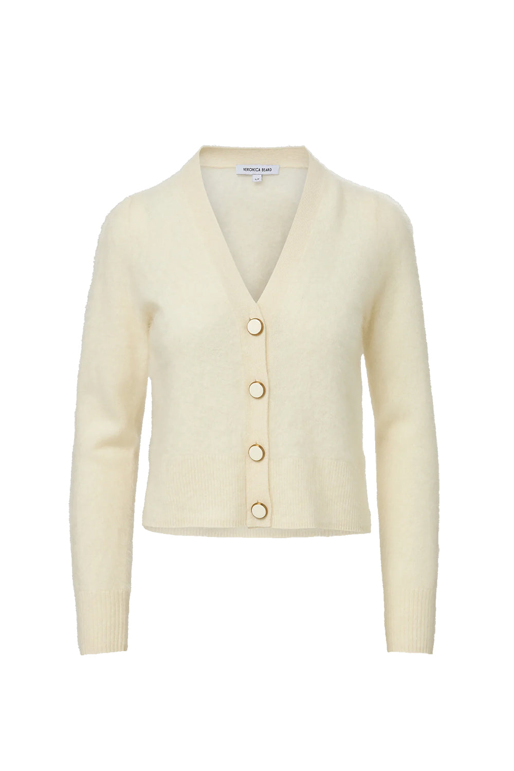 Solene Brushed Cashmere Cardigan in Ivory