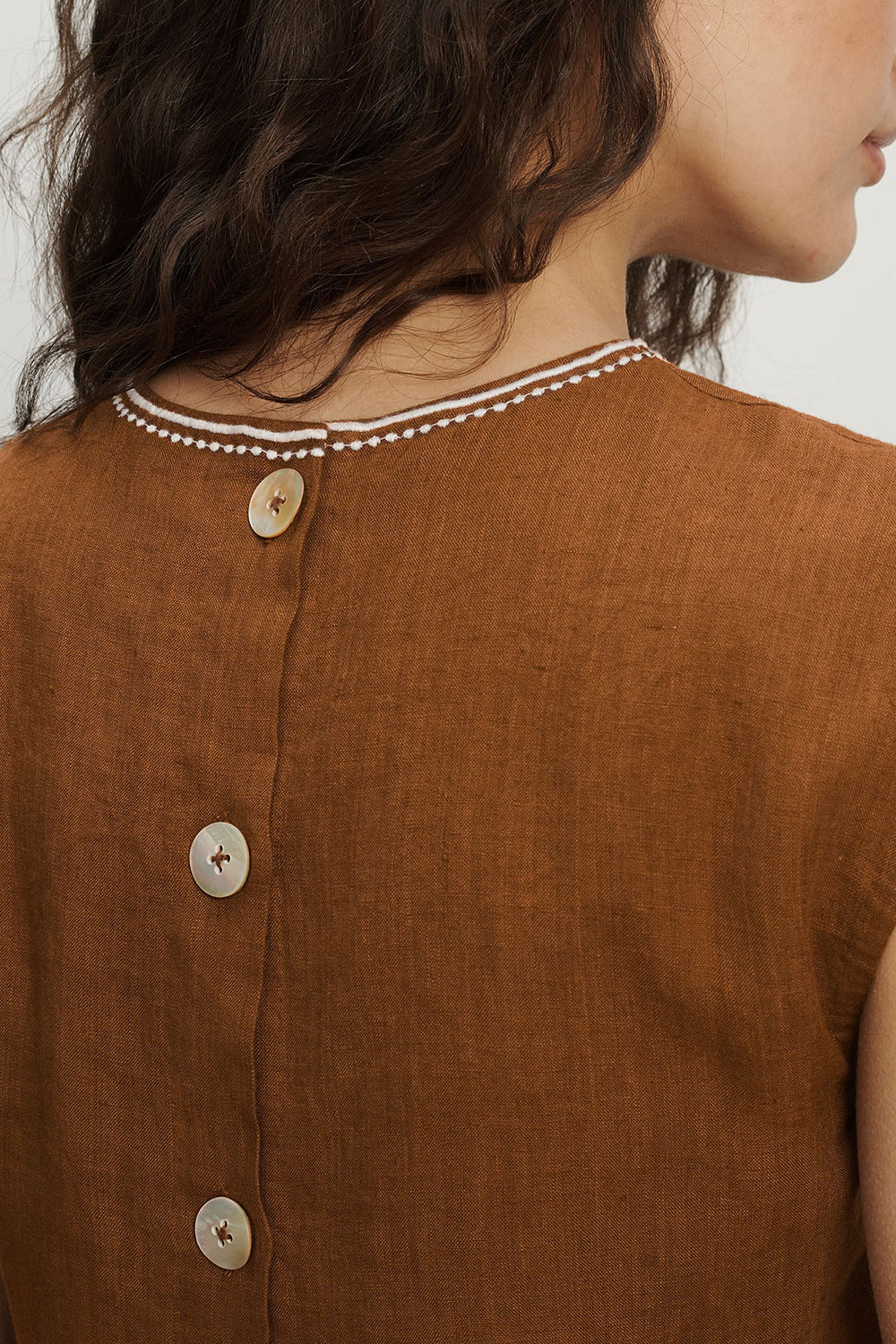 Kessan Linen Top in Deep Ochre