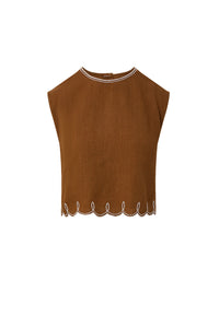 Kessan Linen Top in Deep Ochre