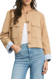The Gala Cropped Utility Jacket in Khaki