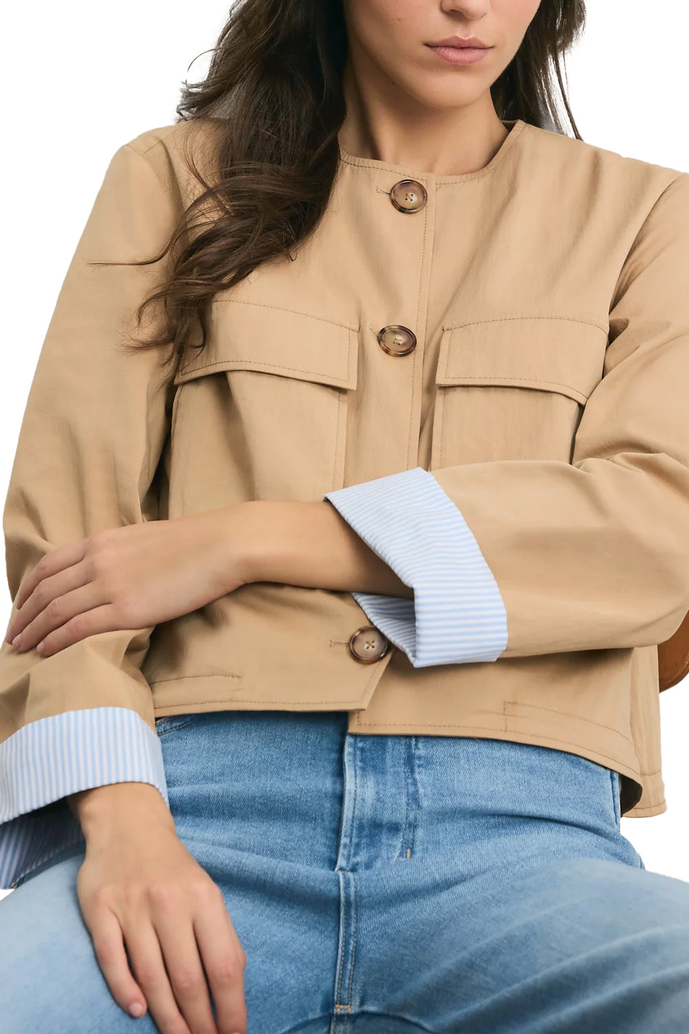 The Gala Cropped Utility Jacket in Khaki