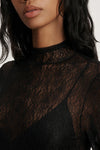 Nate Lace Mock-Neck Top in Black