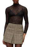 Nate Lace Mock-Neck Top in Black