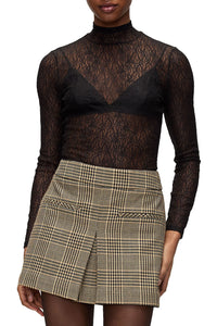 Nate Lace Mock-Neck Top in Black