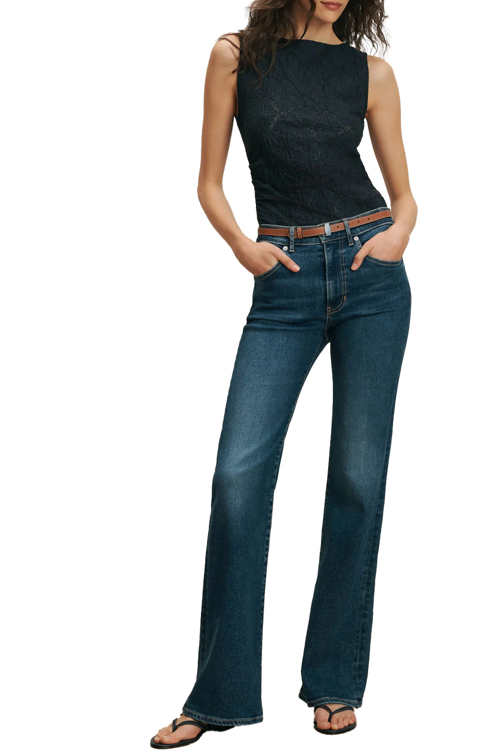 Selah Lace Tank Top in Navy