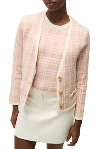 Claudine Knit Jacket in Off White Pink Clay