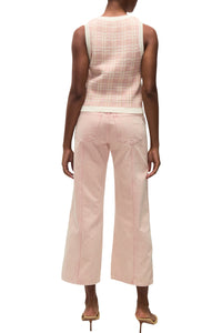 Cropped Jerrel Knit Tank in Off White Pink Clay