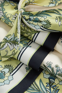 Kaliza Scarf-Print Midi Dress in Light Pistachio Multi