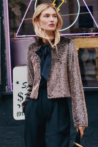 Bancroff Sequin Jacket in Copper Black