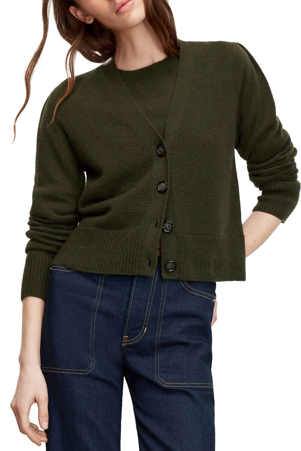Solene Cashmere Cardigan in Loden