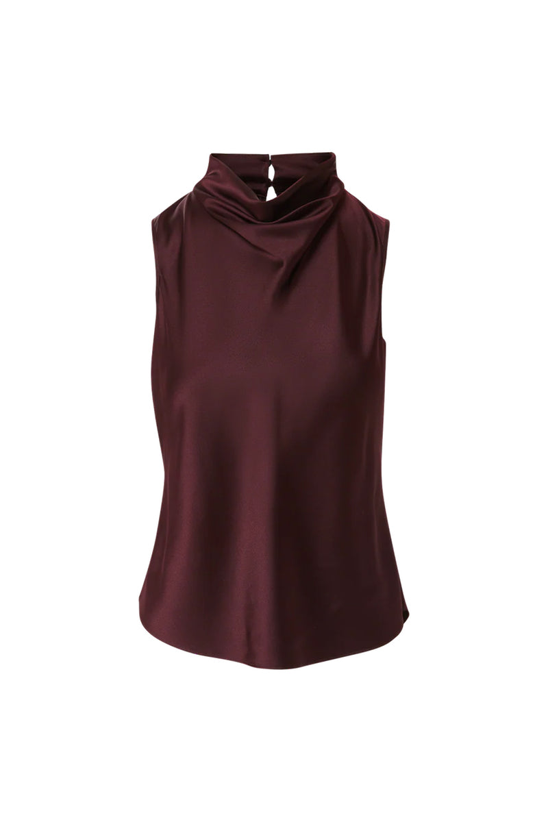 Tam Silk Sleeveless Top in Dark Currant