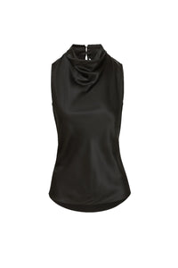 Tam Silk Sleeveless Top in Black