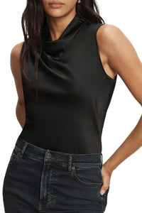 Tam Silk Sleeveless Top in Black