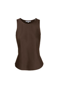 Sabrina Silk-Blend Tank Top in Espresso