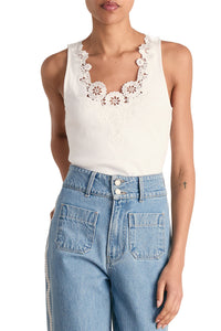 Narcisa Embroidered Tank Top in White