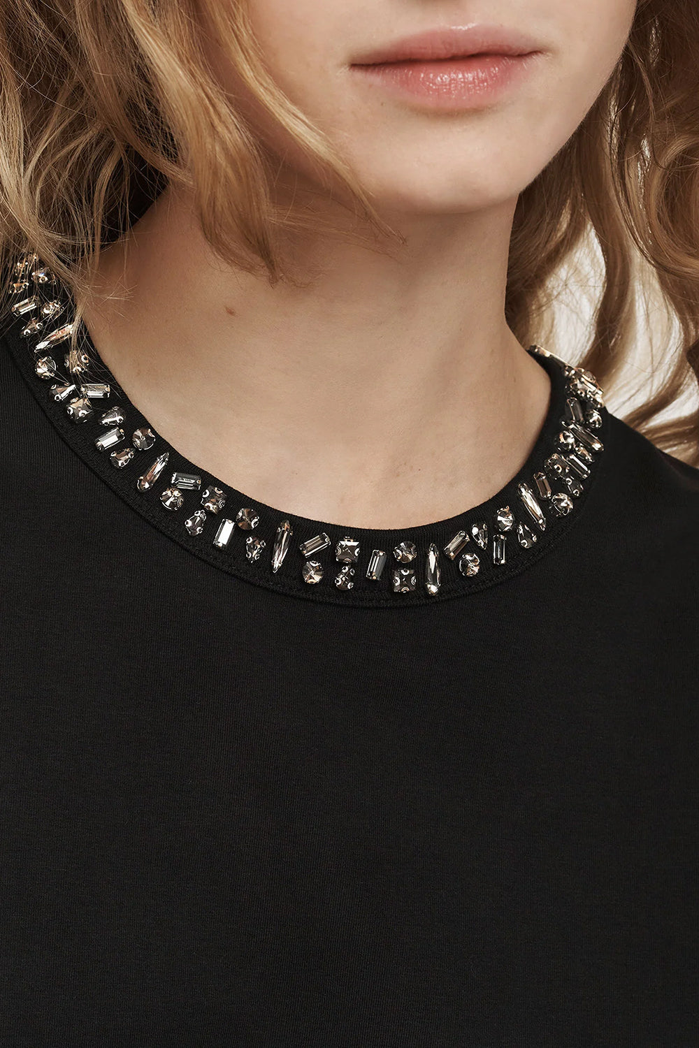 Sebastian Embellished T-Shirt in Black