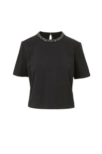 Sebastian Embellished T-Shirt in Black