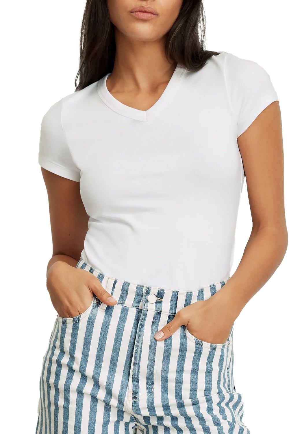 Devin V-Neck T-Shirt in White