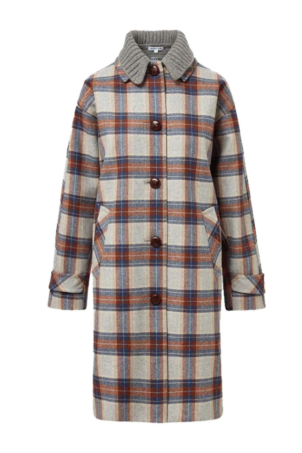 Laurent Removable-Collar Dickey Coat in Heather Grey Multi