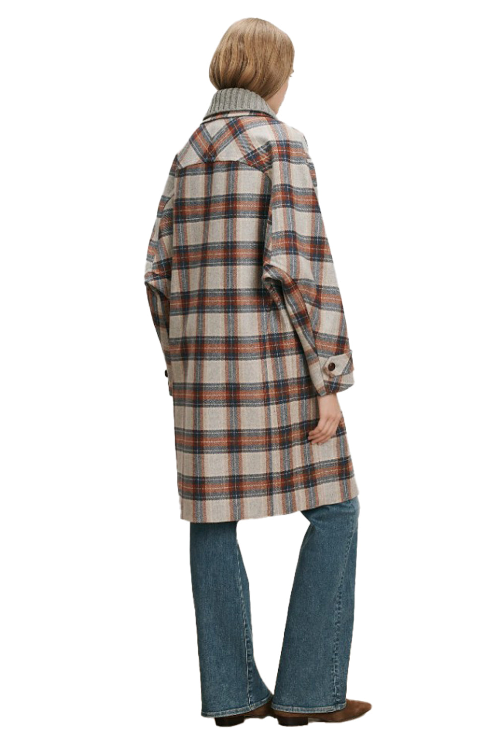 Laurent Removable-Collar Dickey Coat in Heather Grey Multi