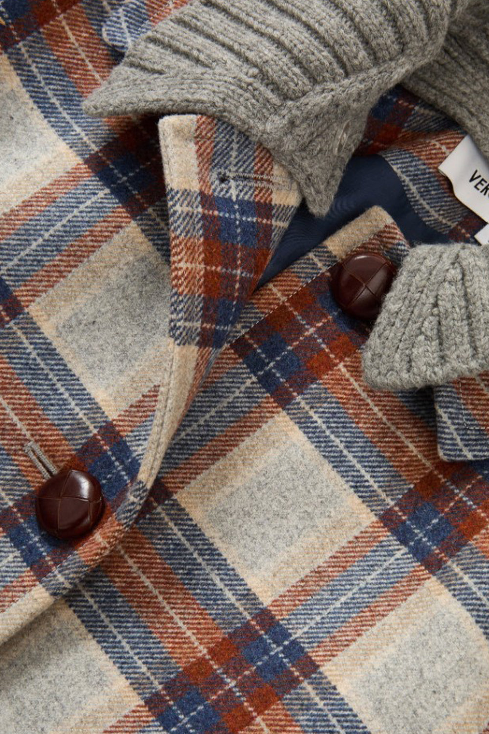 Laurent Removable-Collar Dickey Coat in Heather Grey Multi