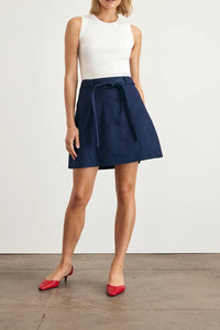 Vanessa Dress in White Maritime Blue