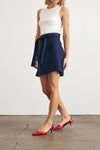 Vanessa Dress in White Maritime Blue