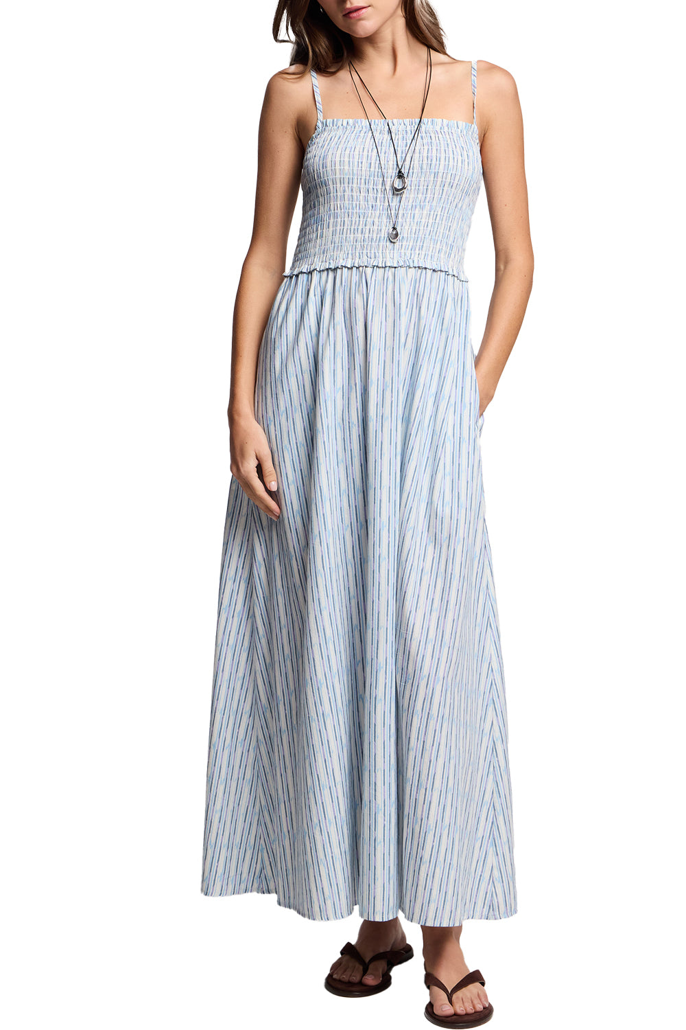 Senara Dress in Watercolor Stripe