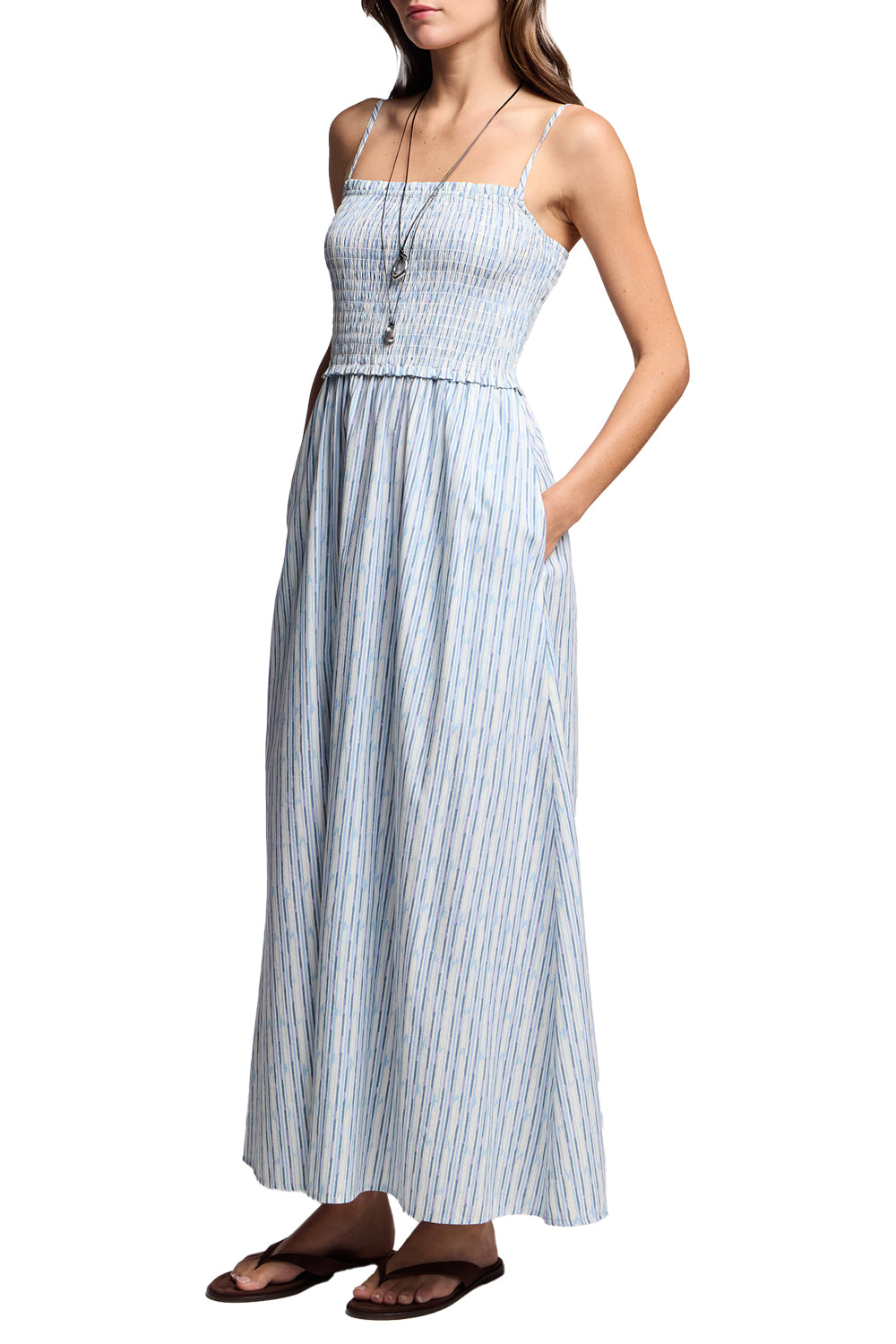 Senara Dress in Watercolor Stripe