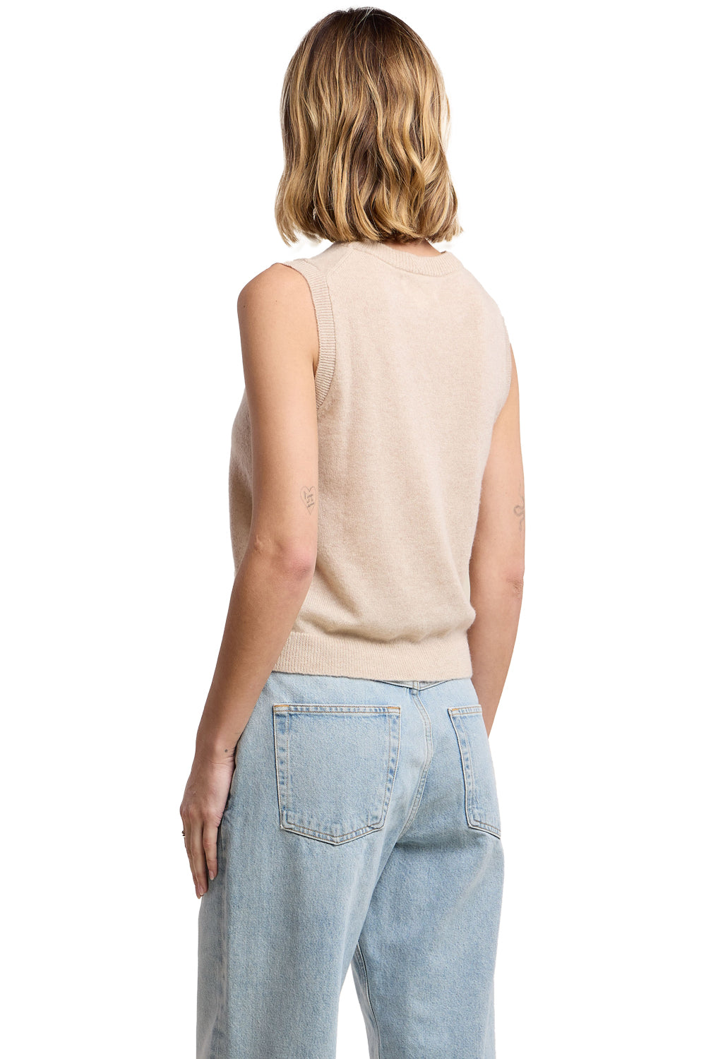 Ivana Sleeveless Crew Neck Tank in Oat