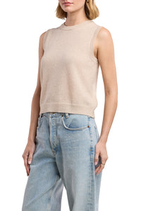 Ivana Sleeveless Crew Neck Tank in Oat