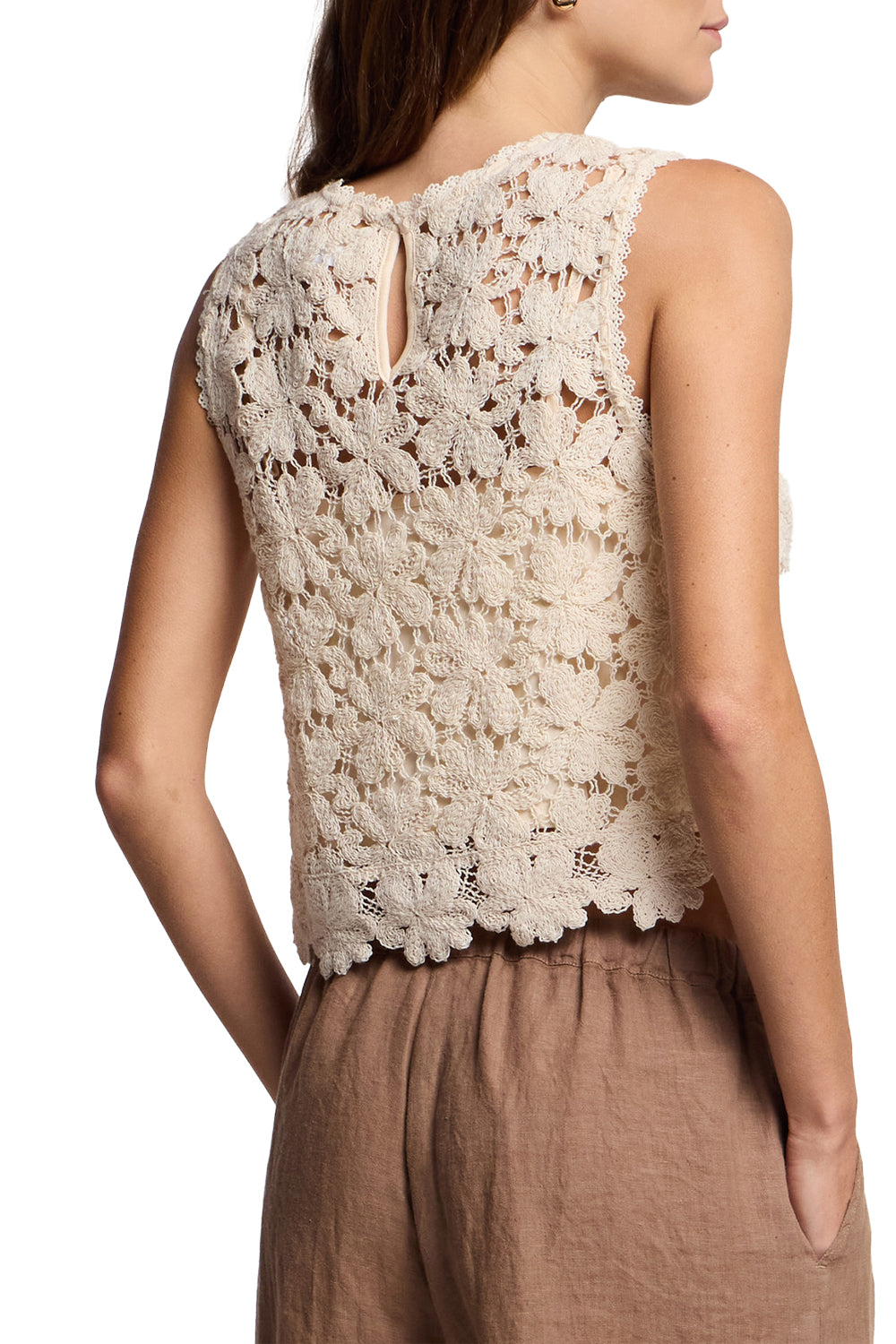 Simona Lace Tank in Oat