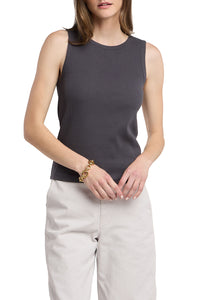 Maxie Rib Muscle Tank in Graphite