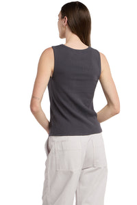Maxie Rib Muscle Tank in Graphite