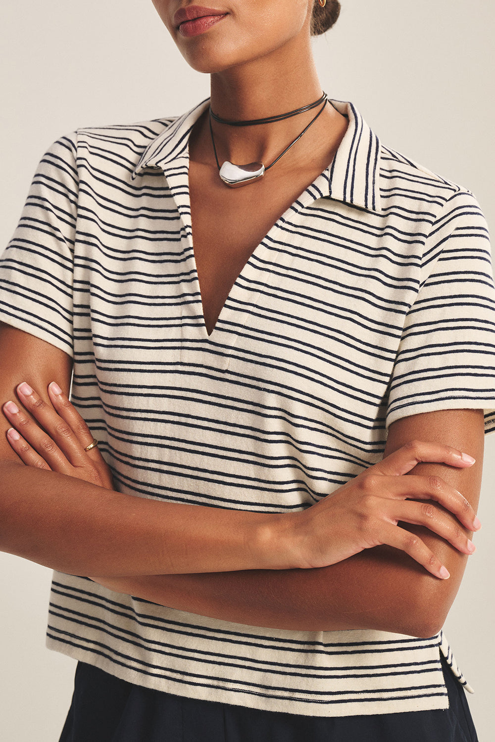 Perrin Top in Natural Navy