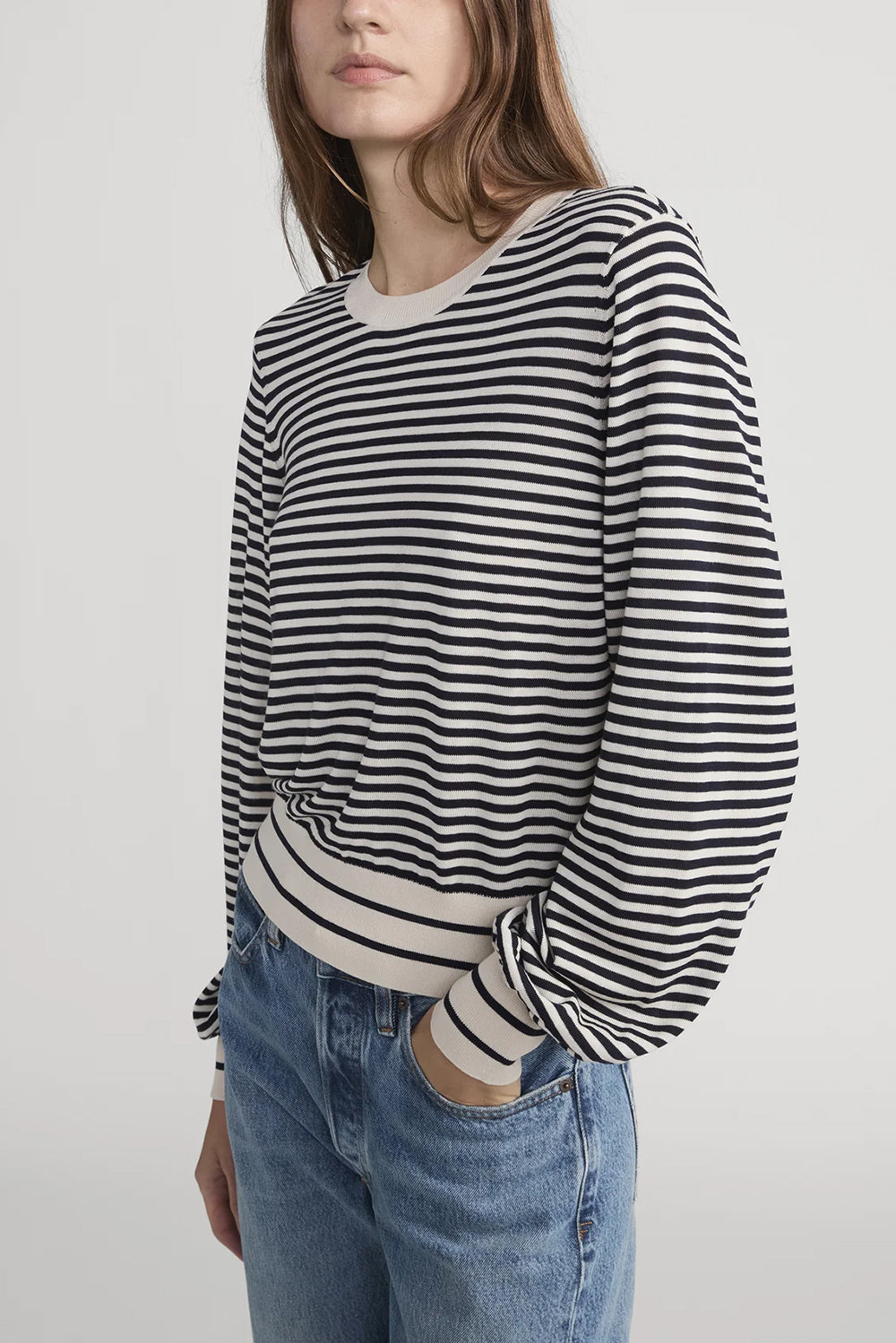 The Striped Knit Sweater in Cream Multi