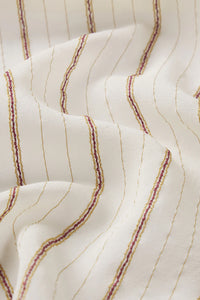 The Striped Silk Tie Blouse in Cream Multi