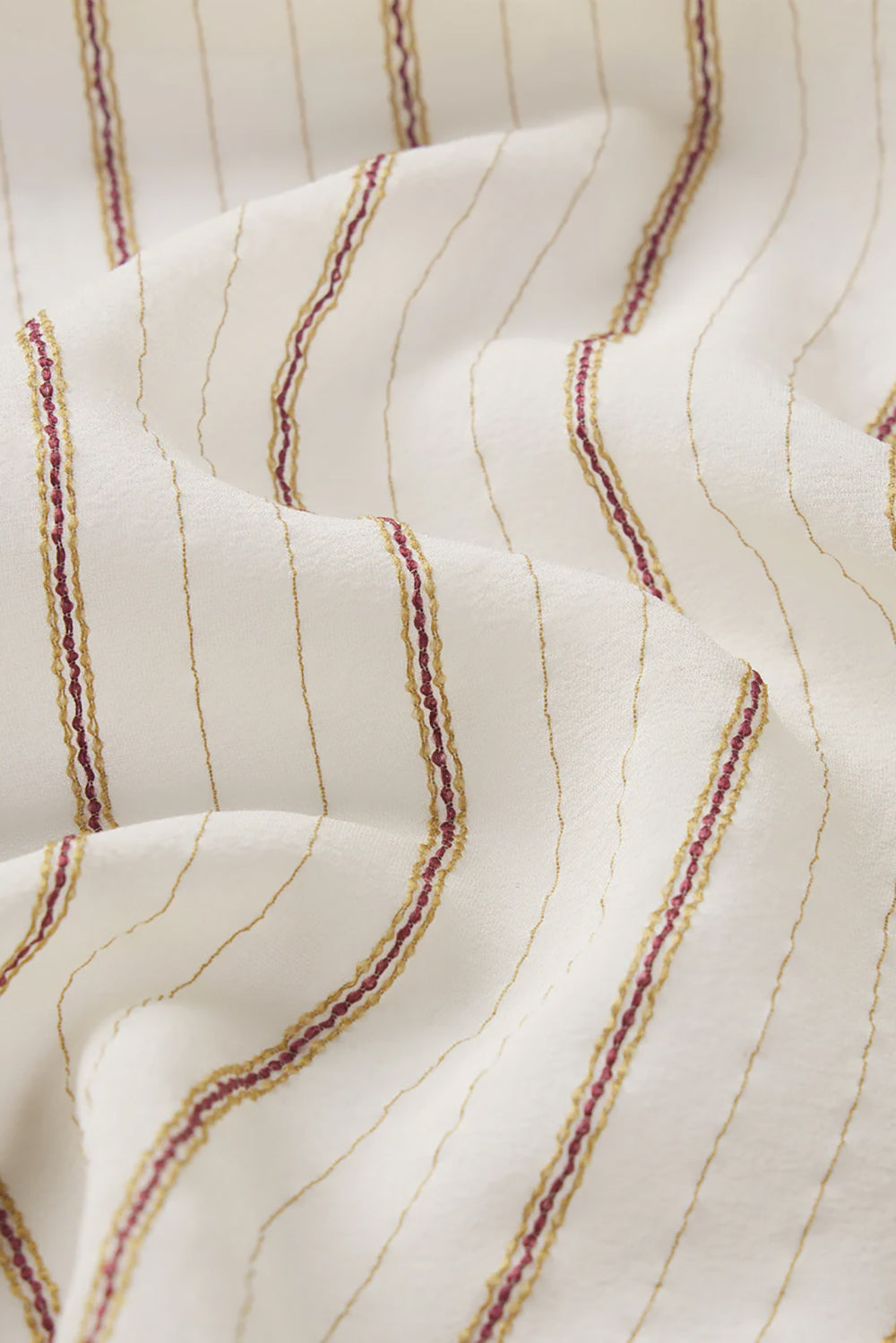 The Striped Silk Tie Blouse in Cream Multi