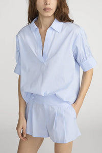 The V-neck Popover Top in Venice Blue Multi