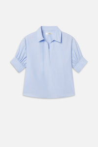 The V-neck Popover Top in Venice Blue Multi