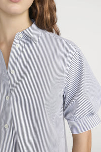 The Billow Sleeve Shirt in Navy Stripe