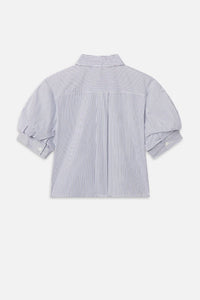 The Billow Sleeve Shirt in Navy Stripe