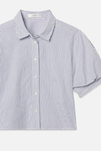 The Billow Sleeve Shirt in Navy Stripe