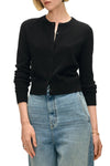 Essential Cashmere Crewneck Cardigan in Black