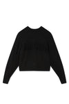 Cashmere Blend Luxe Fringe Crewneck in Black