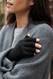 Cashmere Fingerless Gloves in Black
