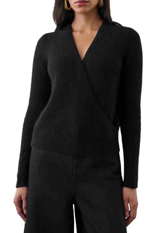 Cashmere Wrap Top in Black